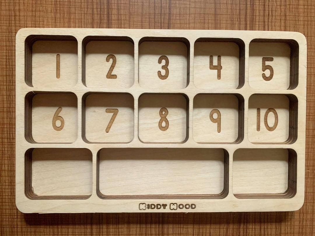 Arithmetic Operations Box with calculations Board (English) - natural wood - non-toxic - handmade صندوق العمليات ولوحة الحسابات: