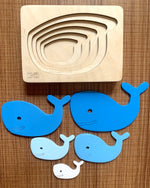Load image into Gallery viewer, Montessori Multi-layer Whale Puzzle for Kids or Toddlers - natural wood - non-toxic - handmade