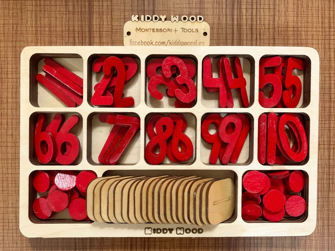 Arithmetic Operations Box with calculations Board (English) - natural wood - non-toxic - handmade