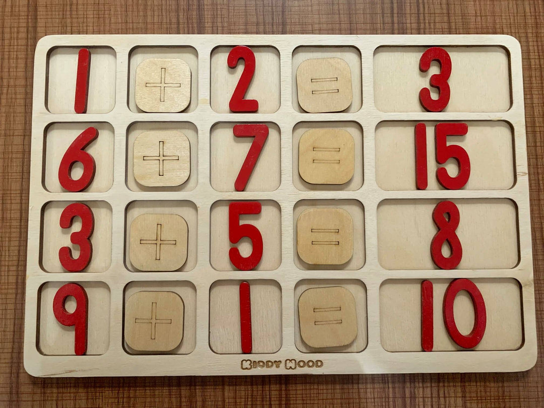 Arithmetic Operations Box with calculations Board (English) - natural wood - non-toxic - handmade صندوق العمليات ولوحة الحسابات: