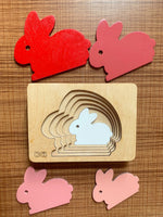 Load image into Gallery viewer, Montessori Multi-layer Rabbit Puzzle for Kids or Toddlers - natural wood - non-toxic - handmade