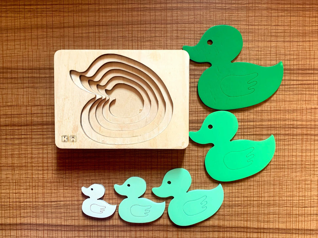 Montessori Multi-layer Duck Puzzle for Kids or Toddlers - natural wood - non-toxic - handmade