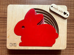 Load image into Gallery viewer, Montessori Multi-layer Rabbit Puzzle for Kids or Toddlers - natural wood - non-toxic - handmade  -  بازل ارنب متعدد الطبقات
