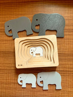 Load image into Gallery viewer, Montessori Multi-layer Elephant Puzzle for Kids or Toddlers - natural wood - non-toxic - handmade
