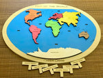 Load image into Gallery viewer, World map Puzzle- English language - natural wood - non-toxic - handmade