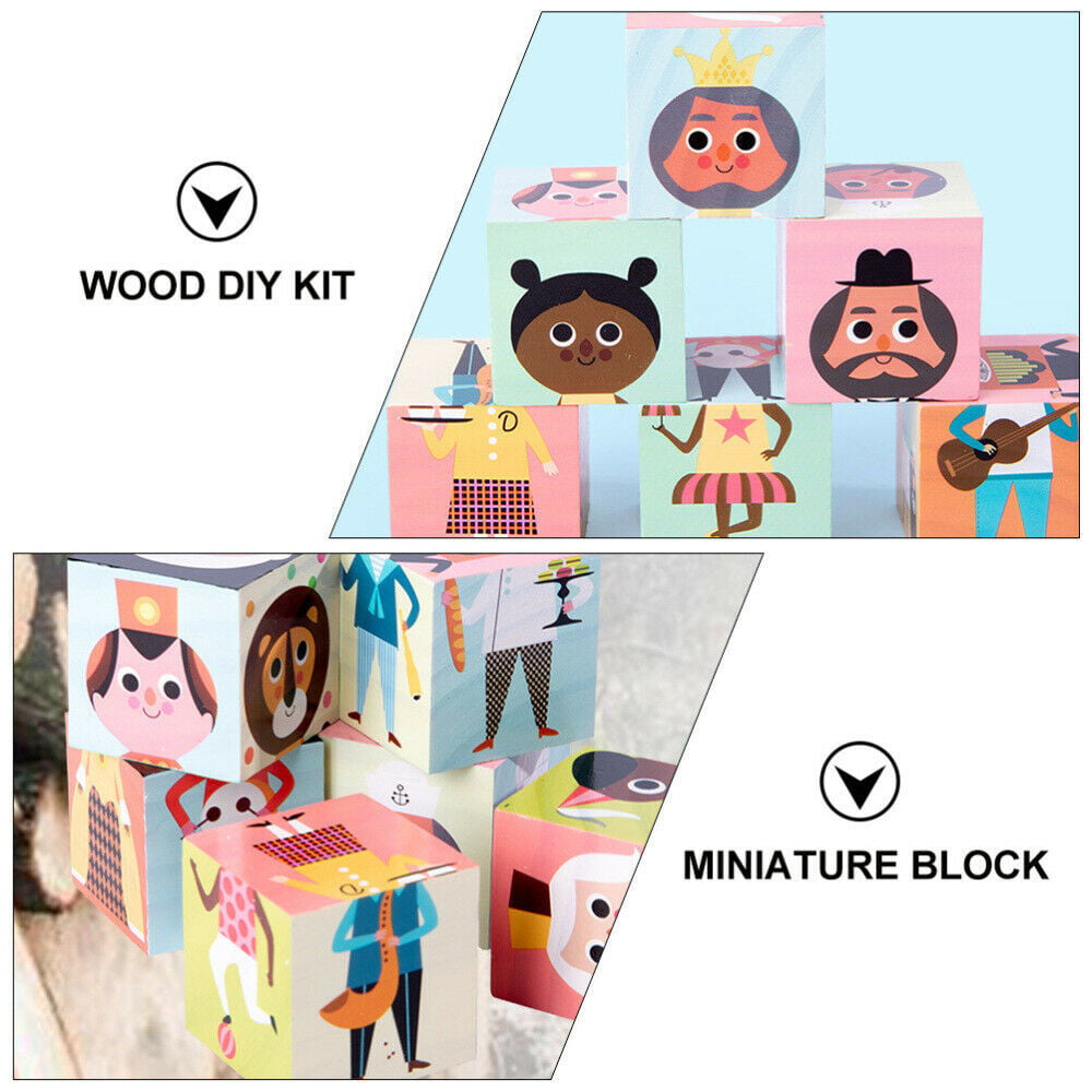 Wooden Cartoon Stacking Baby Figures and Professions Puzzle Block Set For Toddlers