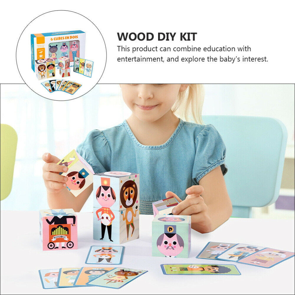 Wooden Cartoon Stacking Baby Figures and Professions Puzzle Block Set For Toddlers