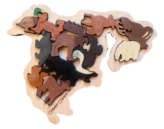 North America Animal Puzzle - بازل قارة امريكا الشمالية حيوانات