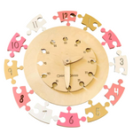 Load image into Gallery viewer, Learning Time Clock - Wooden Puzzle - laser art - non-toxic - natural wood - ROSE-GOLD