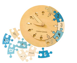Load image into Gallery viewer, Learning Time Clock - Wooden Puzzle - laser art - non-toxic - natural wood - SILVER-BLUE