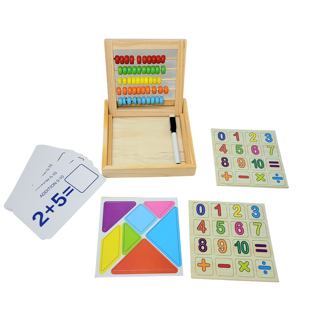 Wooden Abacus With 5 Slots & Tangram - عداد مع كروت و تانجرام