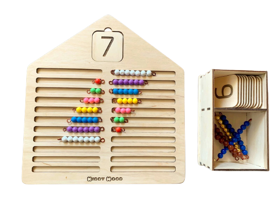 Montessori Bead House - بيت الخرز الخشبي مع صندوق