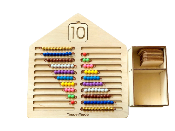 Montessori Bead House - بيت الخرز الخشبي مع صندوق