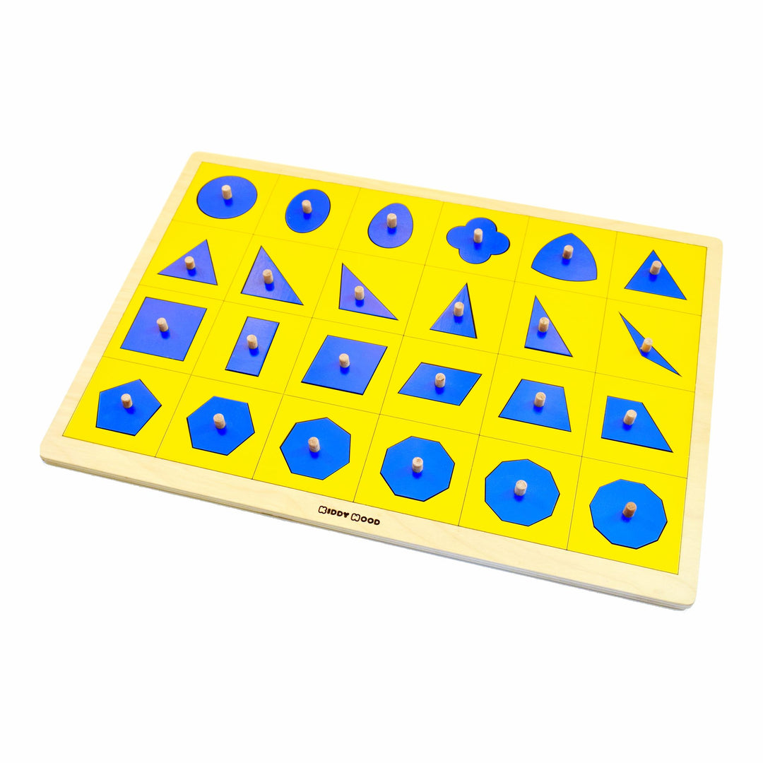 Peg Board Multiple geometric shapes puzzle - non-toxic - handmade