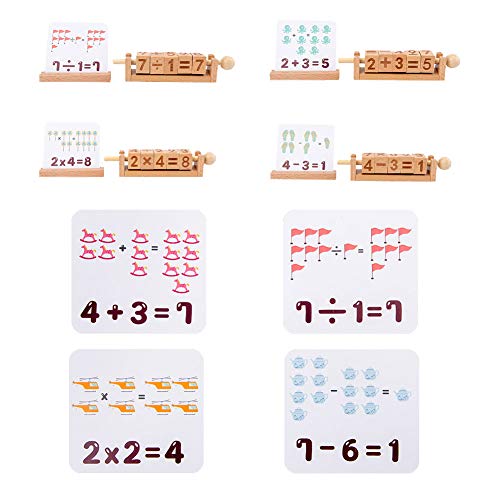 Wooden Spinning number Matching Blocks with Cards