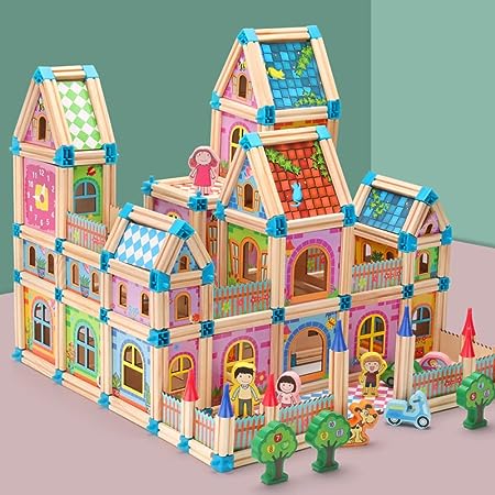 Master Of Architecture - 128 Pieces Wooden Building Blocks Set Toy