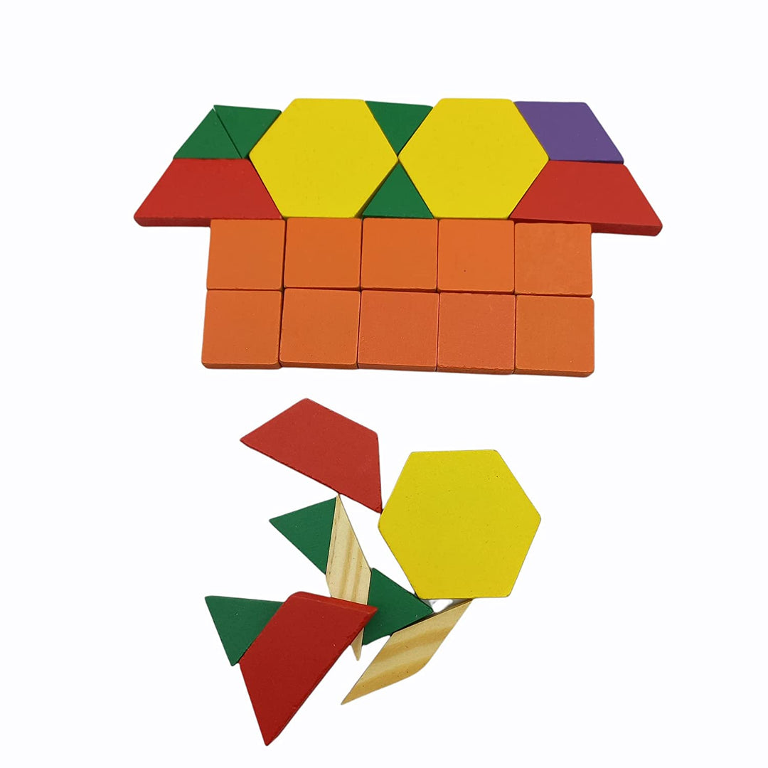 125 Pcs Wooden Pattern Mosaic Blocks Set - Geometric Shape Puzzles - Made of Wood