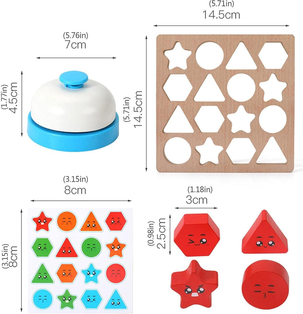 Wooden Expressions color shape Matching Game - لعبة مطابقة الاشكال الهندسية و الألوان مع جرس