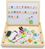 Load image into Gallery viewer, Double-sided Writing Board with Magnetic alphabet and Jigsaw Puzzles Set