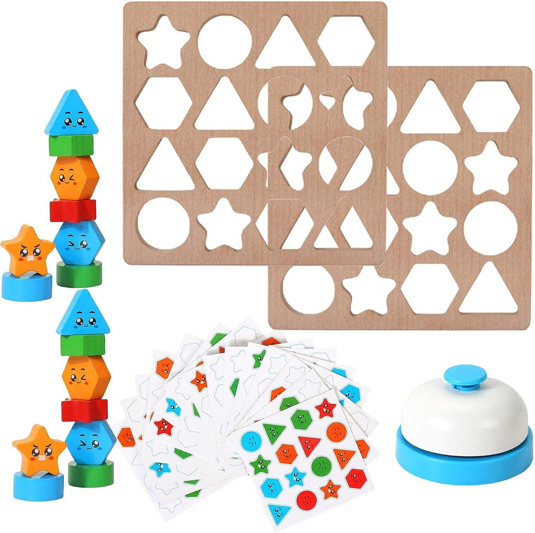 Wooden Expressions color shape Matching Game - لعبة مطابقة الاشكال الهندسية و الألوان مع جرس