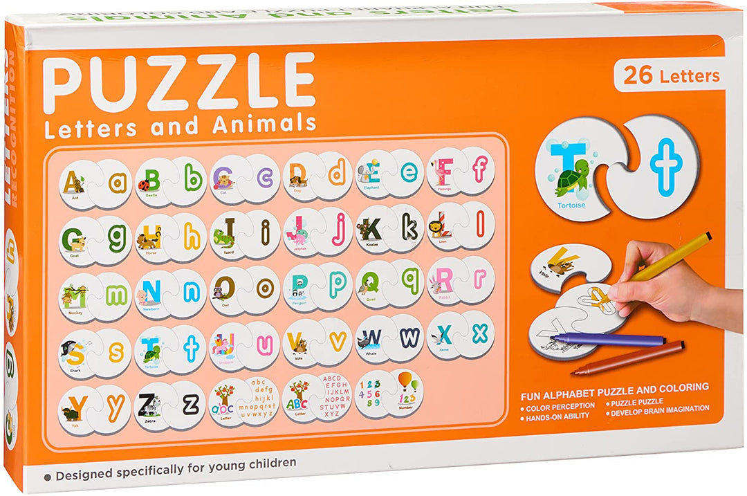 PUZZLE ANIMALS AND LETTERS - بازل تلوين حيوانات و حروف انجليزي