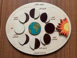 Load image into Gallery viewer, Moon phases puzzle (Arabic) - Moon phases - total lunar eclipse - educational wooden puzzle - educational toys for kids and toddlers - non-toxic - handmade - بازل اطوار القمر عربي
