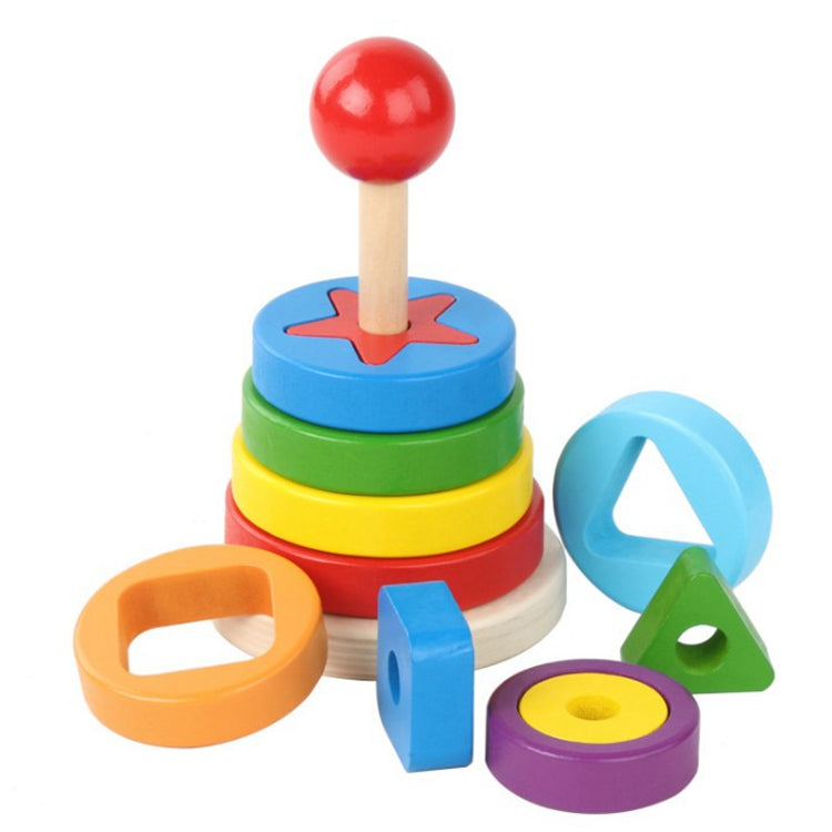 Baby Rings stacking Blocks - عمود حلقات خشب مع أشكال