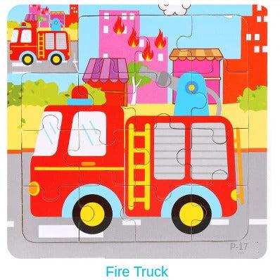 15-Piece Puzzle - Fire Truck - بازل 15 قطعة - مطافي