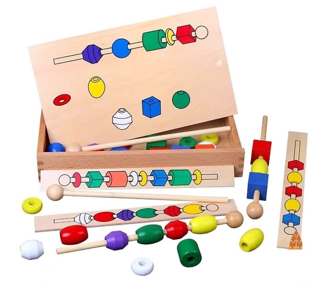 Bead Sequencing Activity Set in Wooden Storage Tray