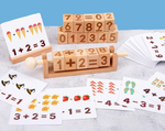 Load image into Gallery viewer, Wooden Spinning number Matching Blocks with Cards