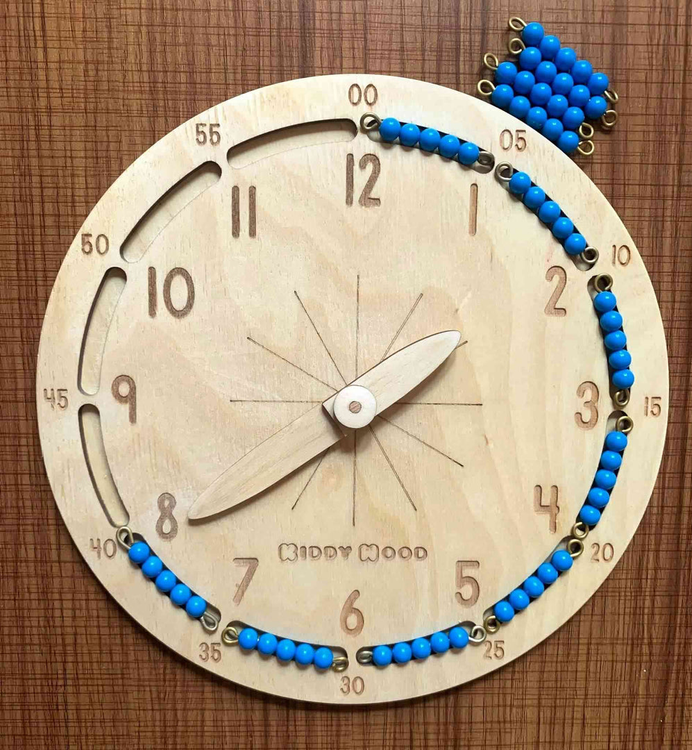 Montessori Clock, Telling Time, Analog Clock - natural wood - non-toxic - handmade